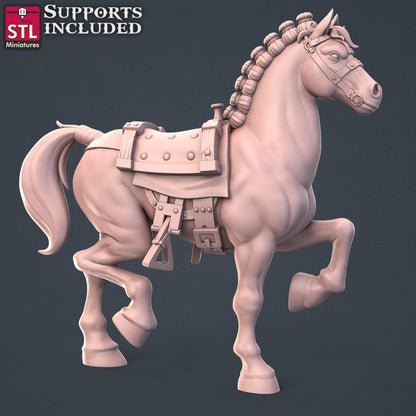 3D Printed STL Miniatures Horse Trainer Set Fantasy NPC 2 | 28 - 32mm War Gaming D&D