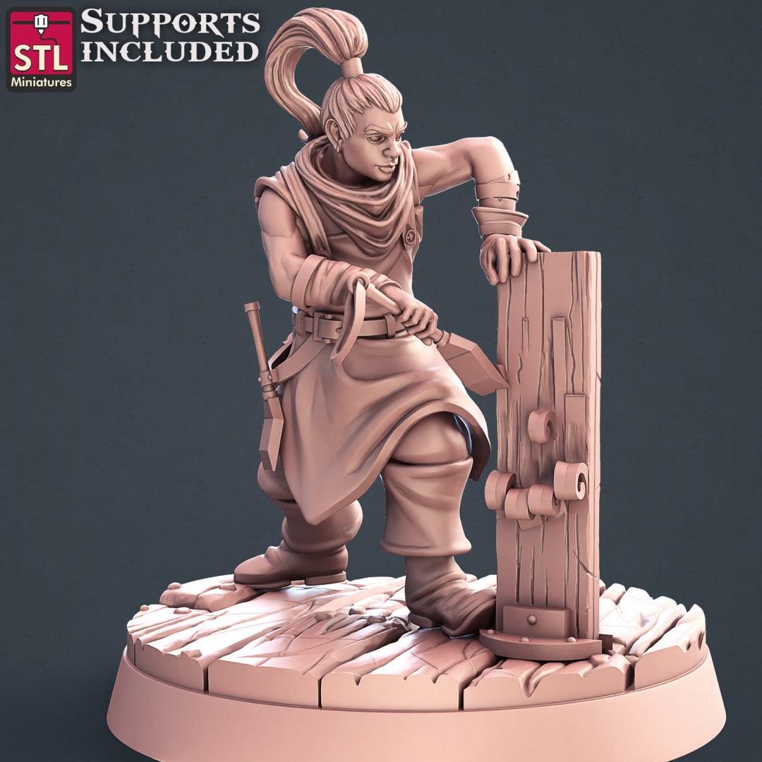 3D Printed STL Miniatures Human Carpenter Set Fantasy NPC 2 | 28 - 32mm War Gaming D&D