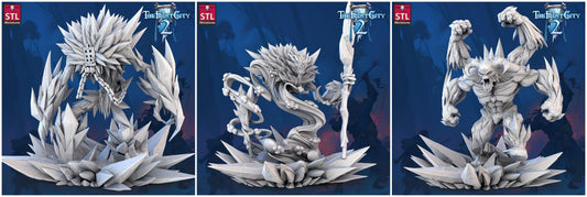 3D Printed STL Miniatures Ice Elementals 28 - 32mm War Gaming D&D