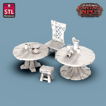 3D Printed STL Miniatures Inn Tavern Set Fantasy NPC 28mm - 32mm War Gaming D&D