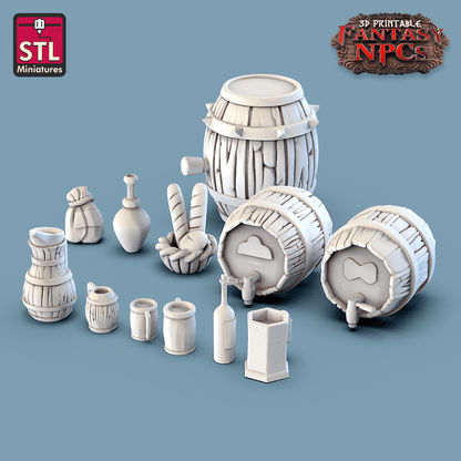 3D Printed STL Miniatures Inn Tavern Set Fantasy NPC 28mm - 32mm War Gaming D&D