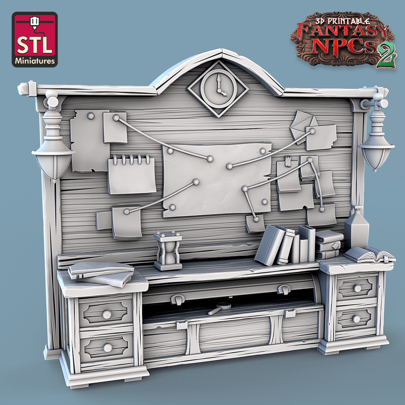 3D Printed STL Miniatures Investigator Set Fantasy NPC 2 | 28 - 32mm War Gaming D&D
