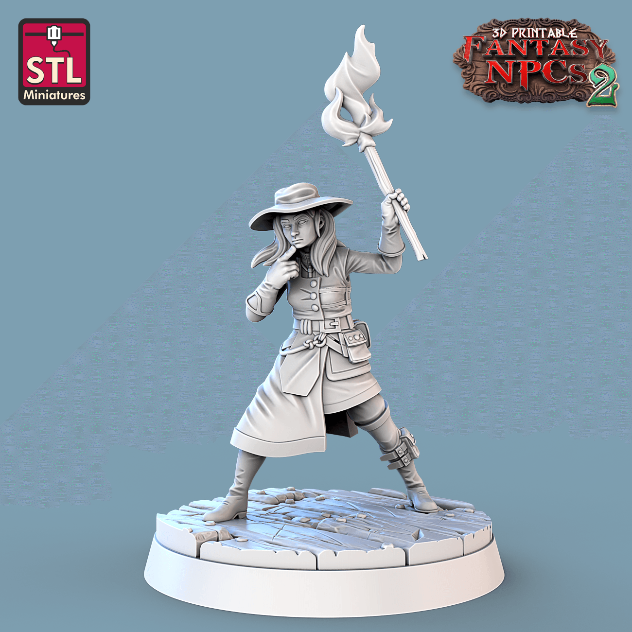3D Printed STL Miniatures Investigator Set Fantasy NPC 2 | 28 - 32mm War Gaming D&D
