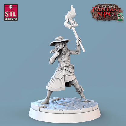3D Printed STL Miniatures Investigator Set Fantasy NPC 2 | 28 - 32mm War Gaming D&D