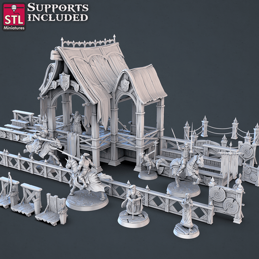 3D Printed STL Miniatures Jousting Set 28mm - 32mm War Gaming D&D