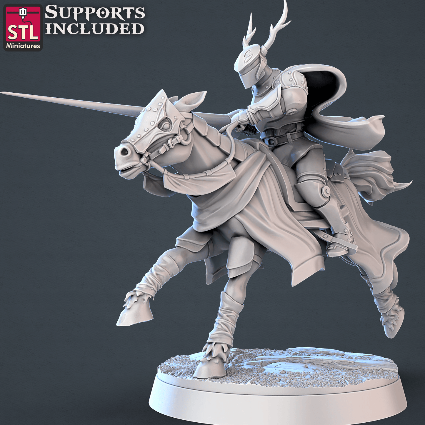 3D Printed STL Miniatures Jousting Set 28mm - 32mm War Gaming D&D