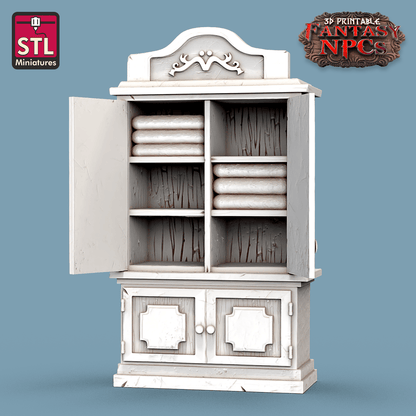 3D Printed STL Miniatures Laundry Set Fantasy NPC 28mm - 32mm War Gaming D&D