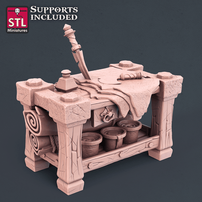 3D Printed STL Miniatures Leather Worker Set 28mm - 32mm War Gaming D&D