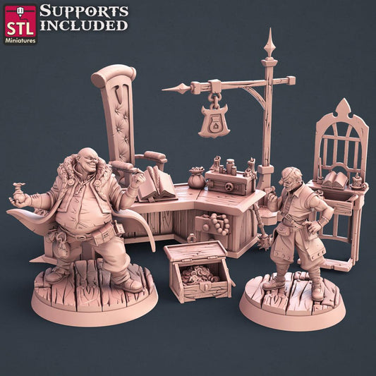 3D Printed STL Miniatures Lender Set Fantasy NPC 2 | 28 - 32mm War Gaming D&D