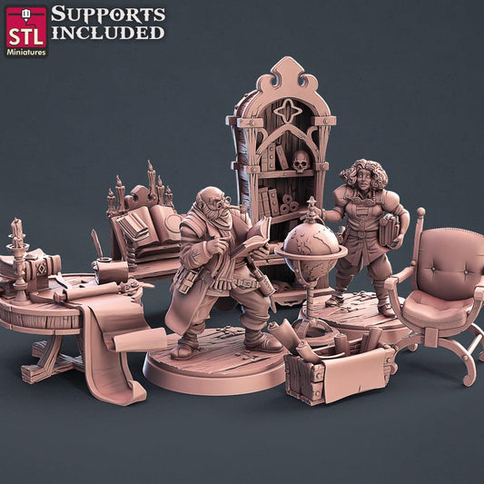 3D Printed STL Miniatures Librarian Set 28mm - 32mm War Gaming D&D
