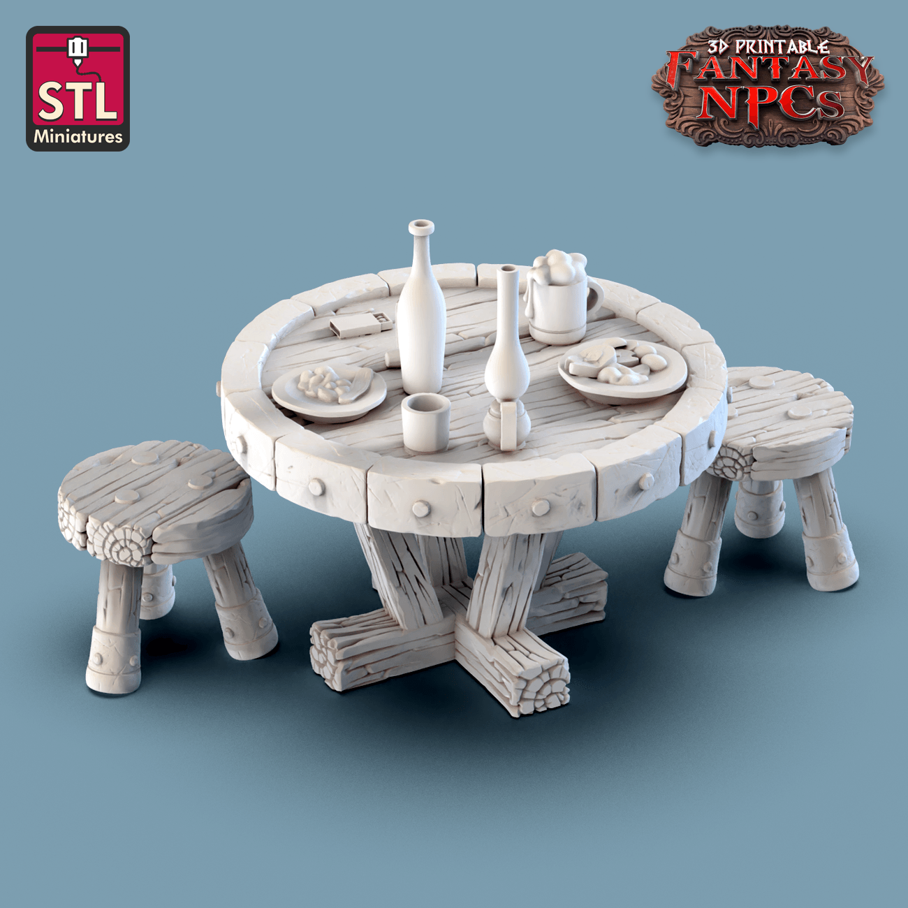 3D Printed STL Miniatures Lighthouse Keeper Set Fantasy NPC 28mm - 32mm War Gaming D&D