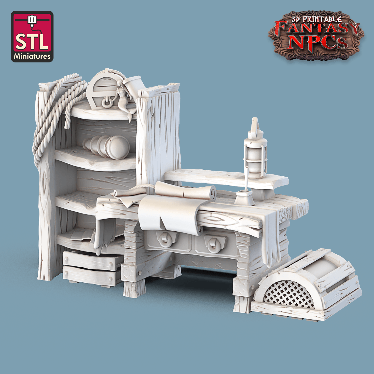 3D Printed STL Miniatures Lighthouse Keeper Set Fantasy NPC 28mm - 32mm War Gaming D&D