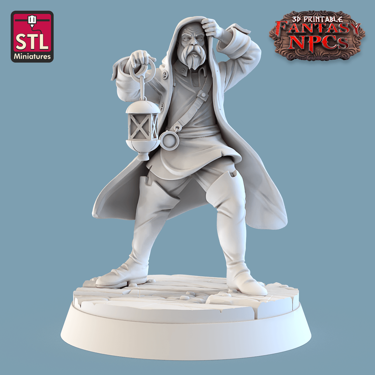3D Printed STL Miniatures Lighthouse Keeper Set Fantasy NPC 28mm - 32mm War Gaming D&D