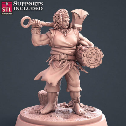 3D Printed STL Miniatures Lumberjack Set 28mm - 32mm War Gaming D&D