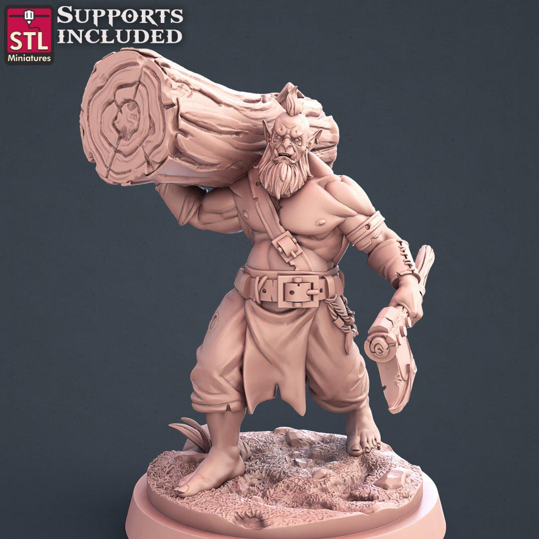 3D Printed STL Miniatures Lumberjack Set 28mm - 32mm War Gaming D&D