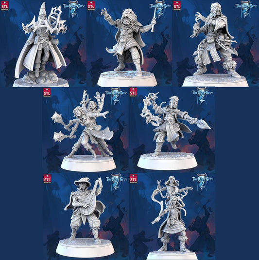 3D Printed STL Miniatures Mages The Frost City 2 28 - 32mm War Gaming D&D