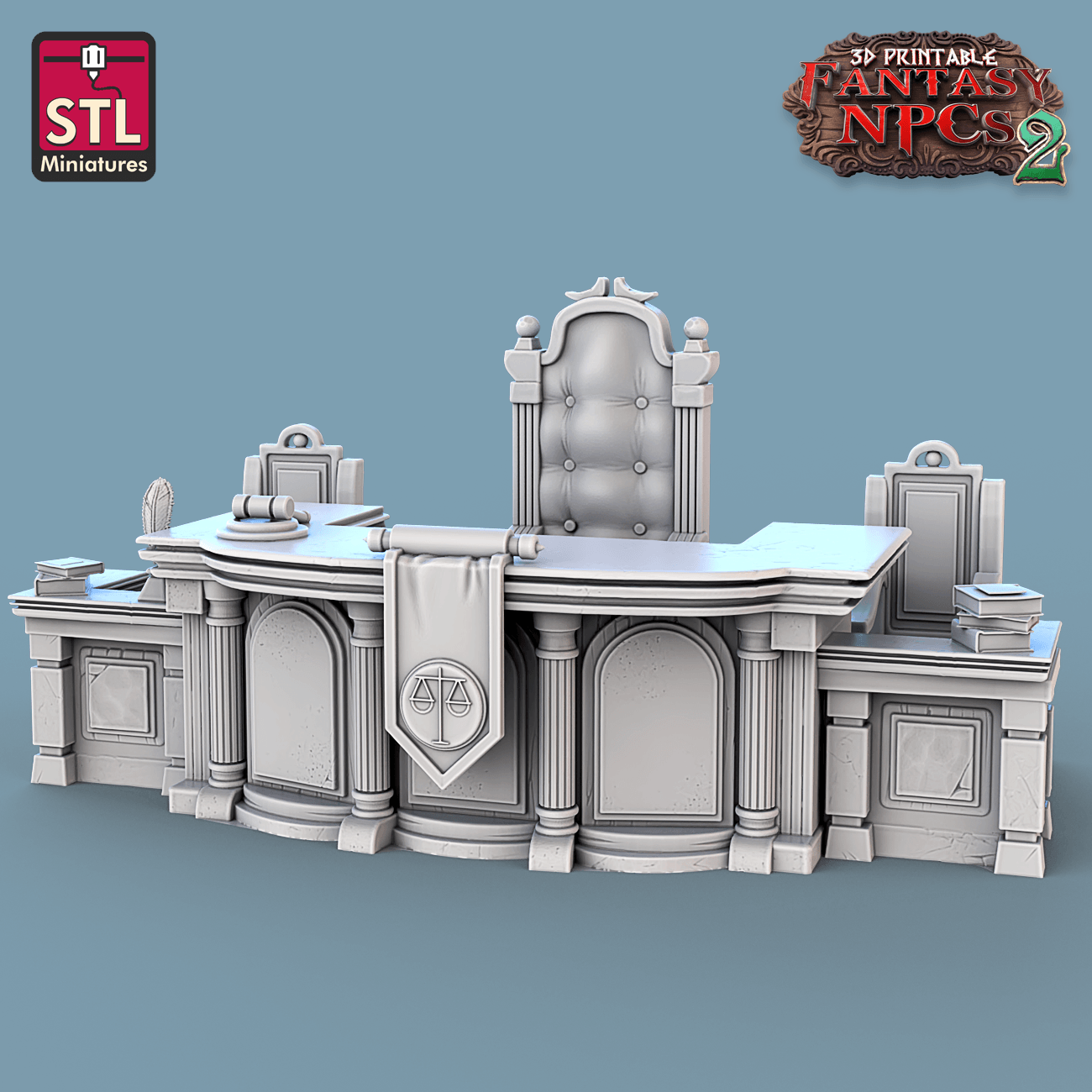3D Printed STL Miniatures Magistrate Set Fantasy NPC 2 | 28 - 32mm War Gaming D&D