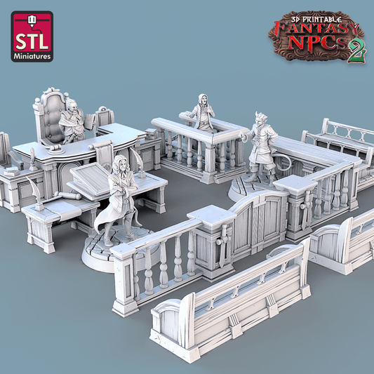 3D Printed STL Miniatures Magistrate Set Fantasy NPC 2 | 28 - 32mm War Gaming D&D
