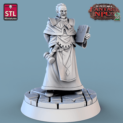 3D Printed STL Miniatures Magistrate Set Fantasy NPC 2 | 28 - 32mm War Gaming D&D