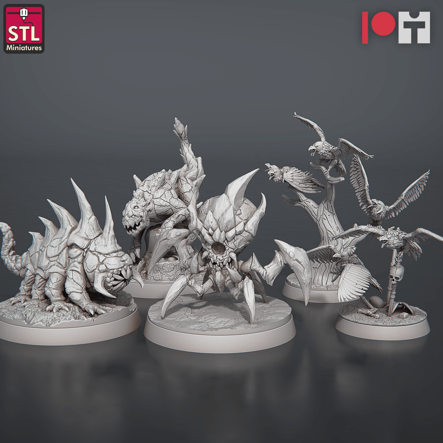 3D Printed STL Miniatures Magmites Hellcrows Set 28 - 32mm War Gaming D&D