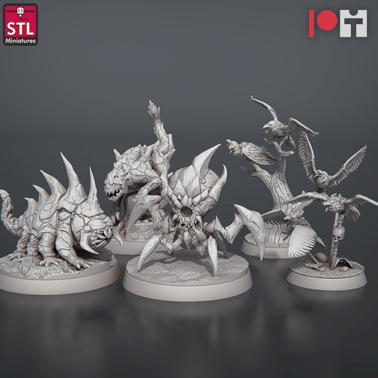 3D Printed STL Miniatures Magmites Hellcrows Set 28 - 32mm War Gaming D&D