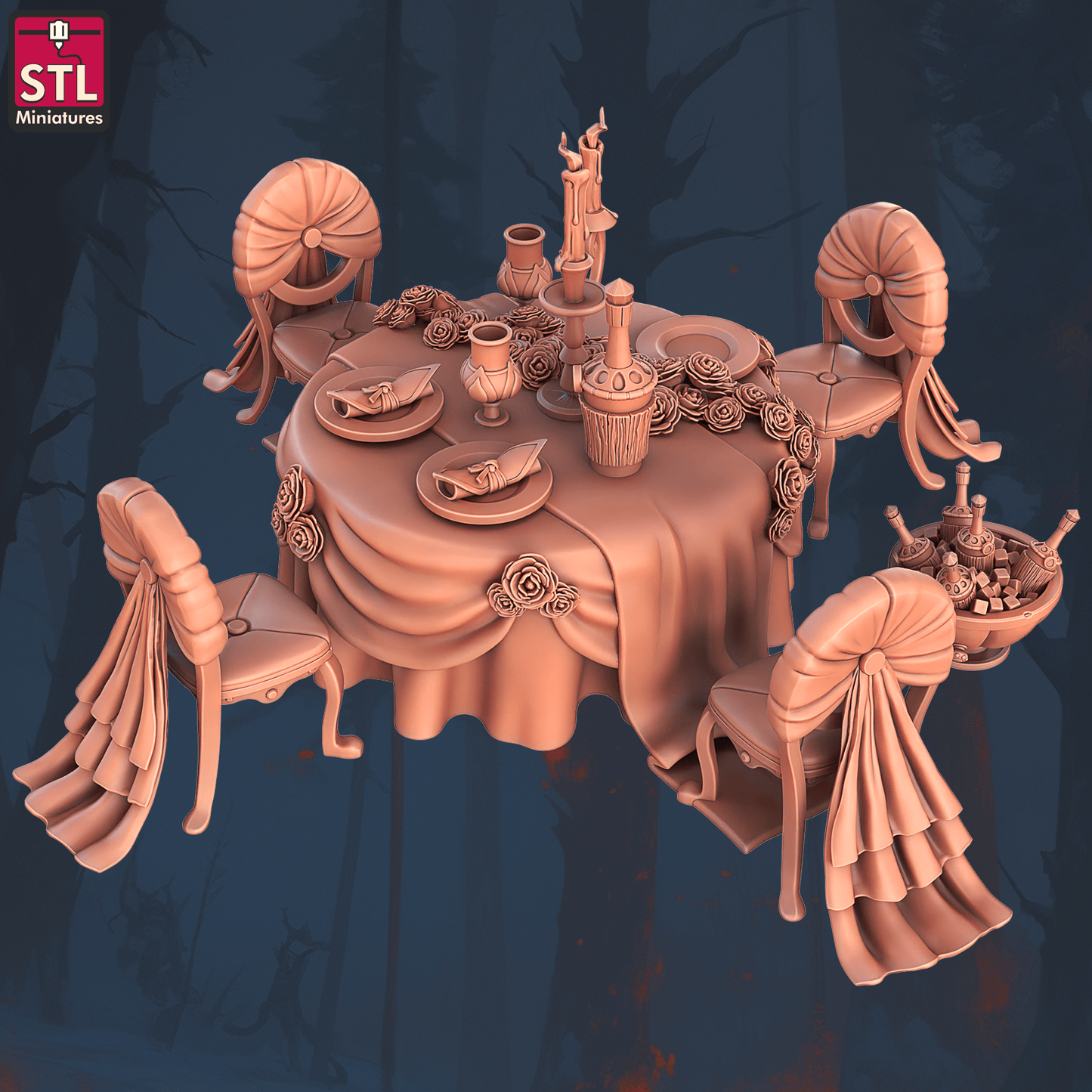 3D Printed STL Miniatures Masquerade Vetenian Carnival Set 28 - 32mm War Gaming D&D