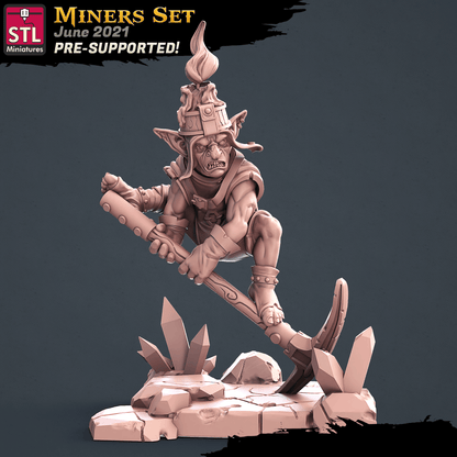 3D Printed STL Miniatures Miners Set 28 - 32mm War Gaming D&D