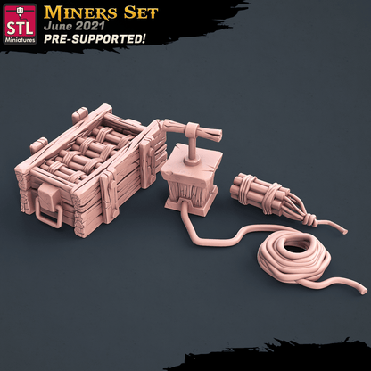 3D Printed STL Miniatures Miners Set 28 - 32mm War Gaming D&D