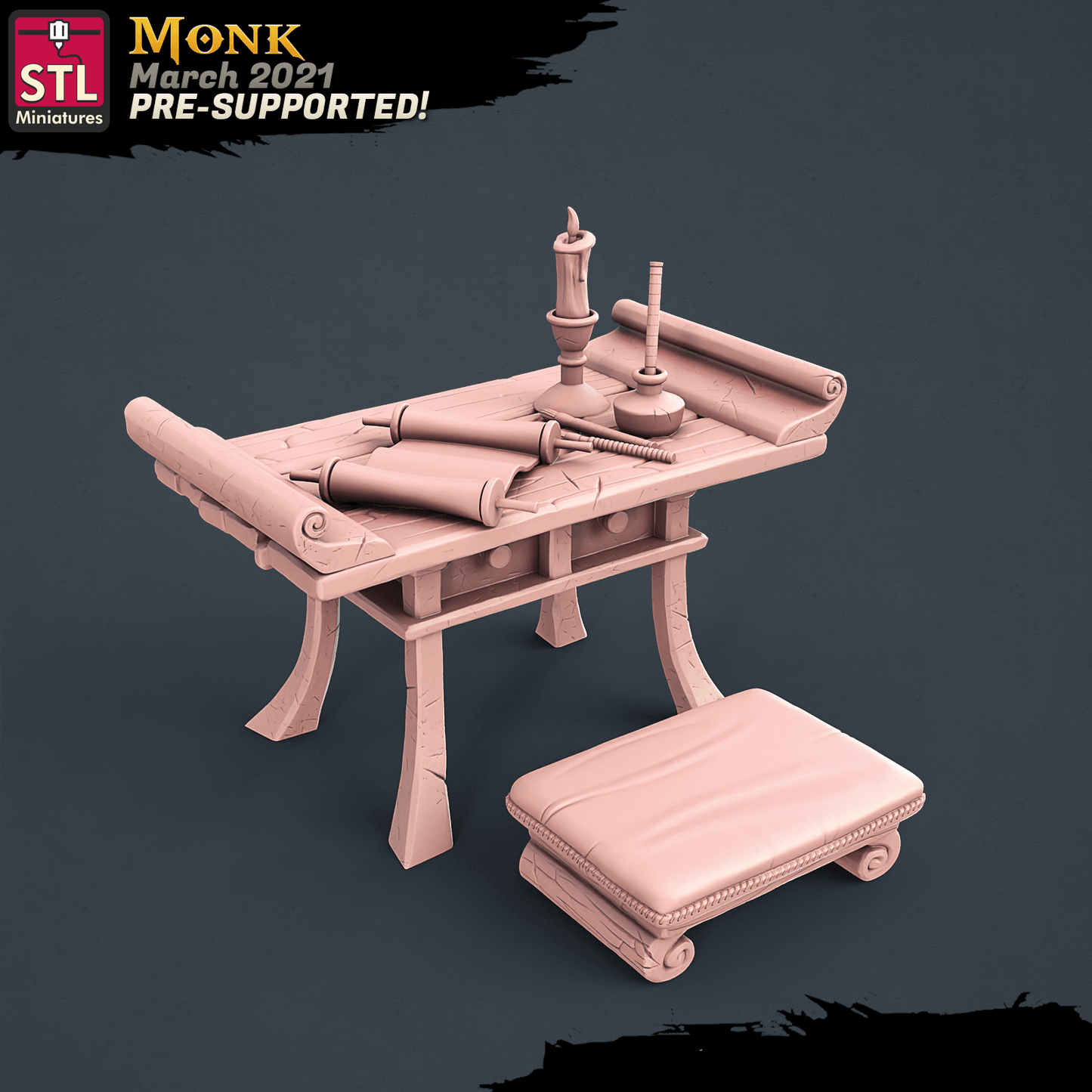 3D Printed STL Miniatures Monk Set 28 - 32mm War Gaming D&D
