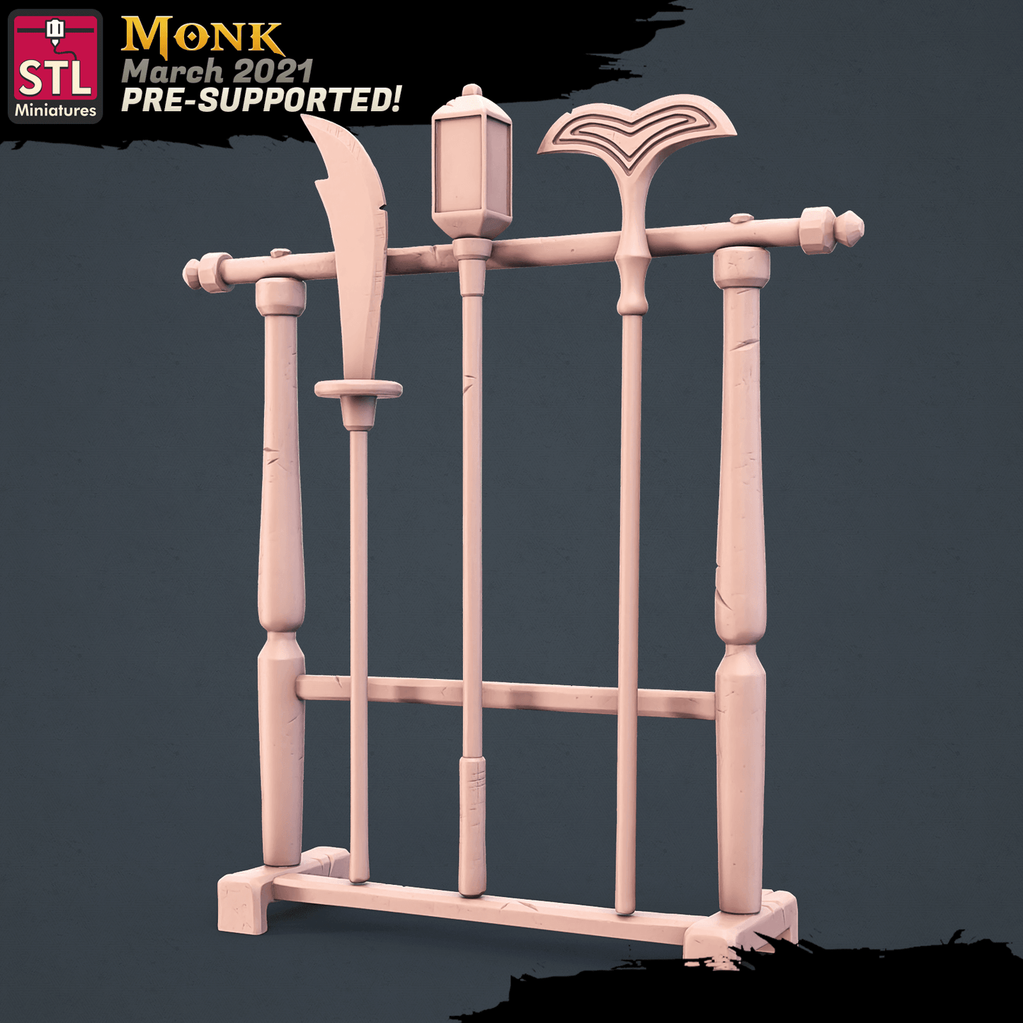 3D Printed STL Miniatures Monk Set 28 - 32mm War Gaming D&D