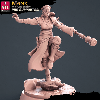 3D Printed STL Miniatures Monk Set 28 - 32mm War Gaming D&D