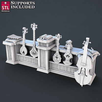 3D Printed STL Miniatures Music Store Set | 28 - 32mm War Gaming D&D