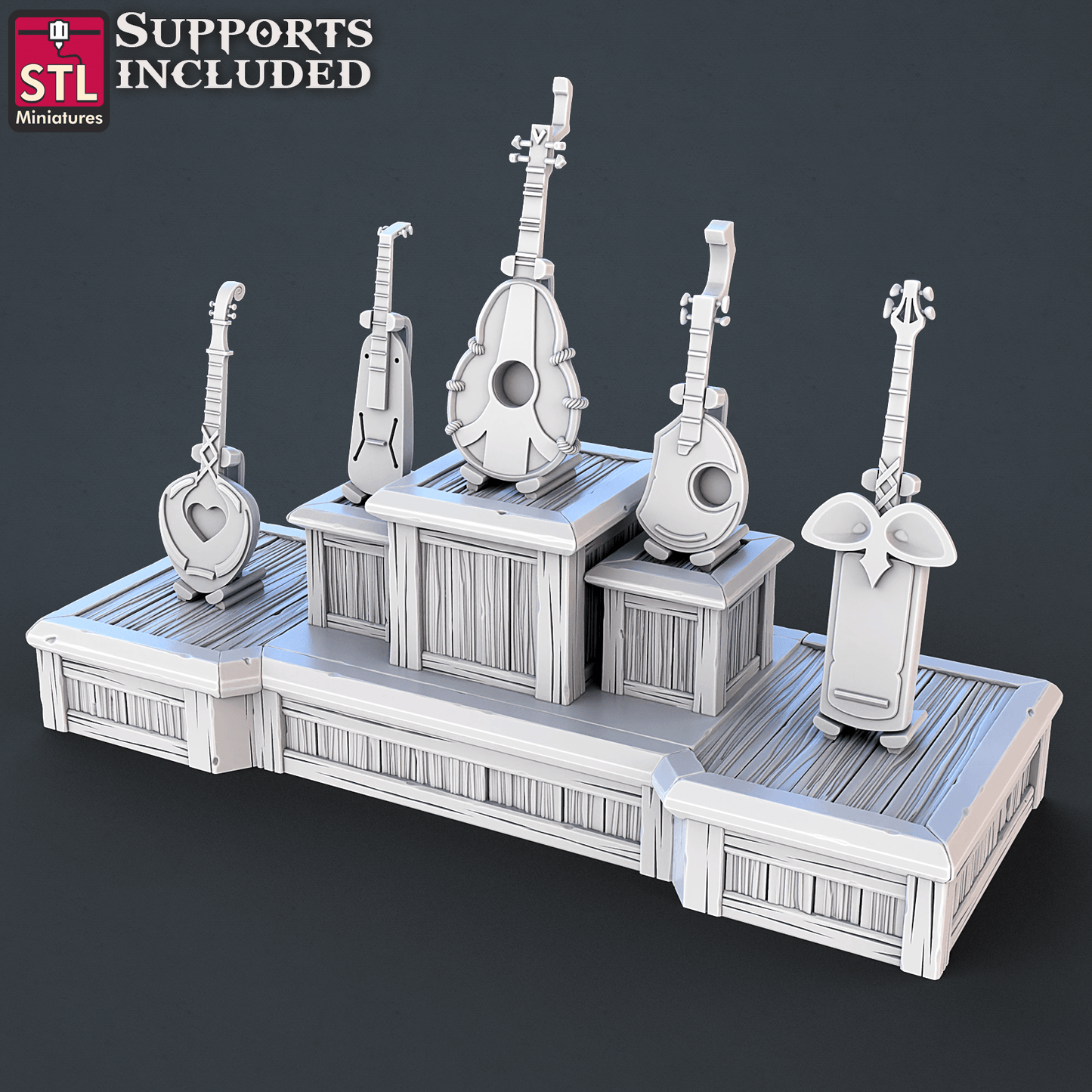 3D Printed STL Miniatures Music Store Set | 28 - 32mm War Gaming D&D