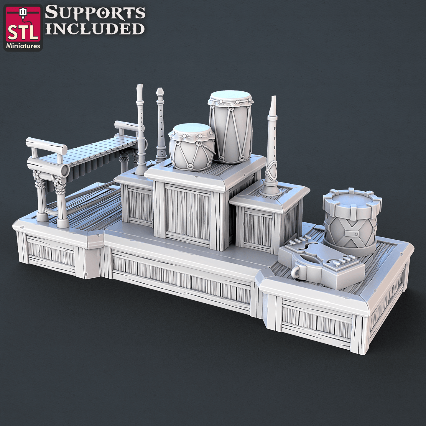 3D Printed STL Miniatures Music Store Set | 28 - 32mm War Gaming D&D
