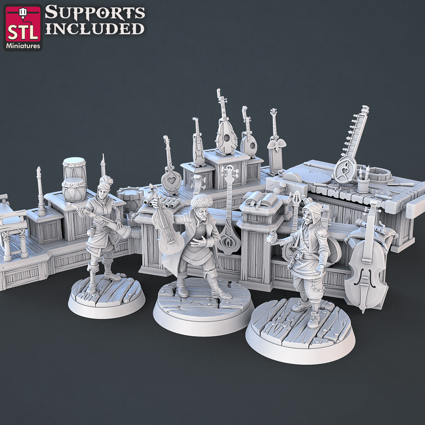 3D Printed STL Miniatures Music Store Set | 28 - 32mm War Gaming D&D