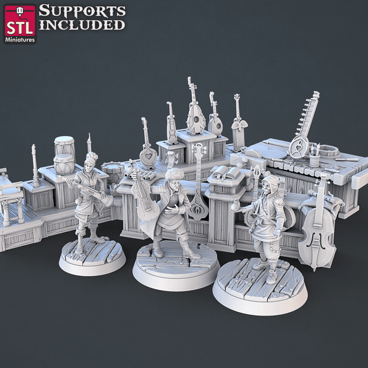 3D Printed STL Miniatures Music Store Set | 28 - 32mm War Gaming D&D