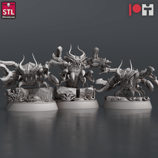 3D Printed STL Miniatures NeverDawn Dark Waters Crabs Set 28 - 32mm War Gaming D&D