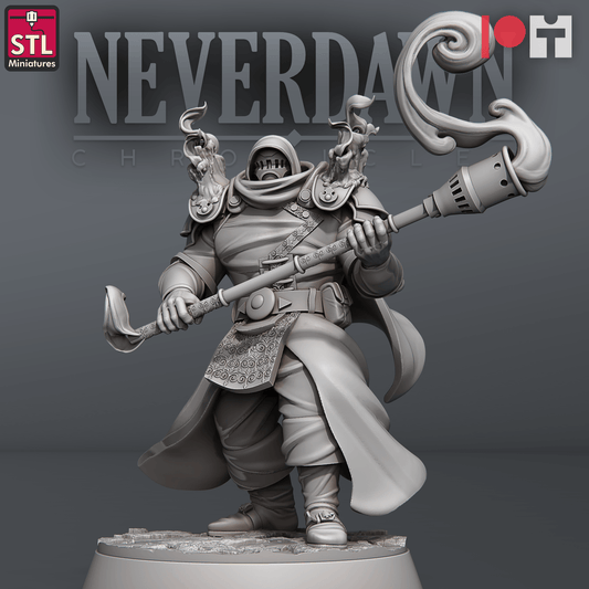 3D Printed STL Miniatures NeverDawn Pyromancers Set 28 - 32mm War Gaming D&D