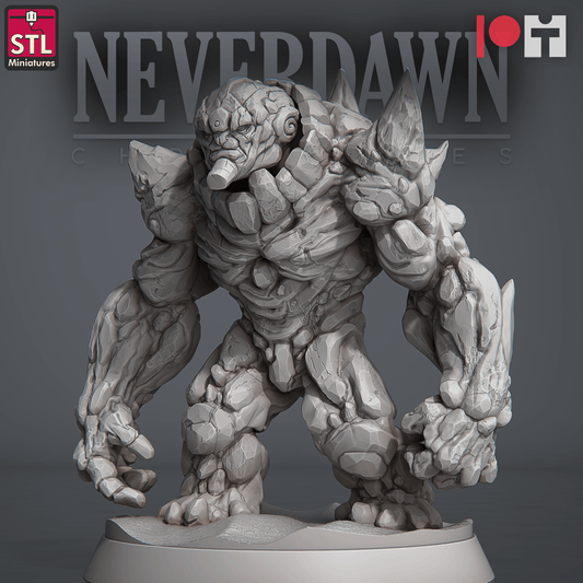 3D Printed STL Miniatures NeverDawn Red Sand Sand Golem 28 - 32mm War Gaming D&D
