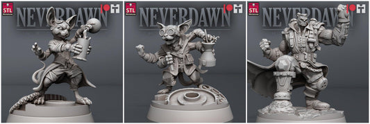 3D Printed STL Miniatures Neverdawn Stein Gang 28 - 32mm War Gaming D&D