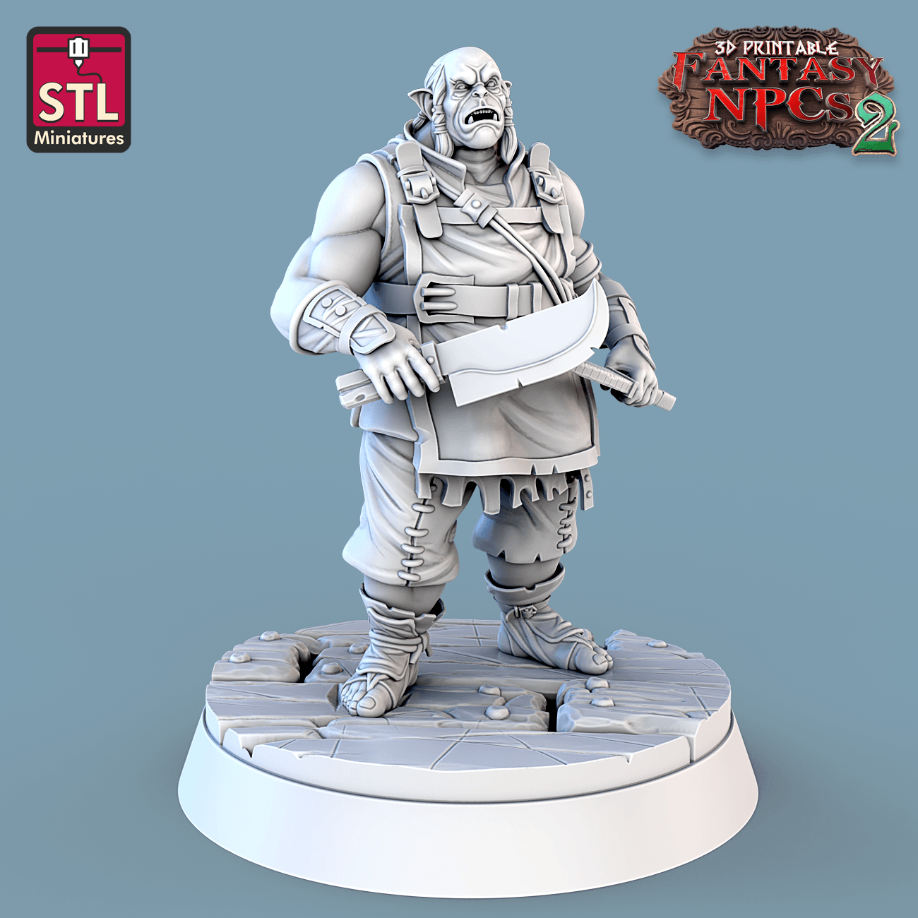 3D Printed STL Miniatures Orc Burcher Set Fantasy NPC 2 | 28 - 32mm War Gaming D&D