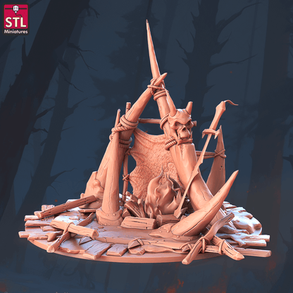 3D Printed STL Miniatures Orc Camp Set 28 - 32mm War Gaming D&D