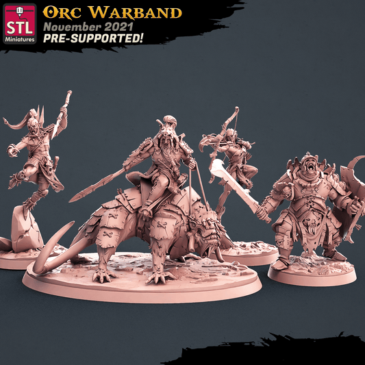 3D Printed STL Miniatures Orc Warband Set 28 - 32mm War Gaming D&D