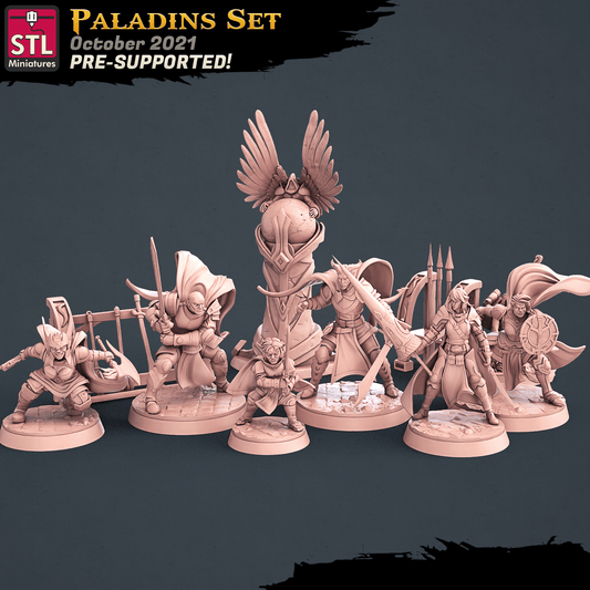 3D Printed STL Miniatures Paladin Set 28 - 32mm War Gaming D&D