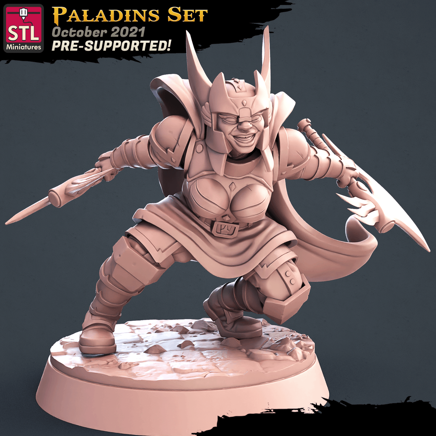 3D Printed STL Miniatures Paladin Set 28 - 32mm War Gaming D&D