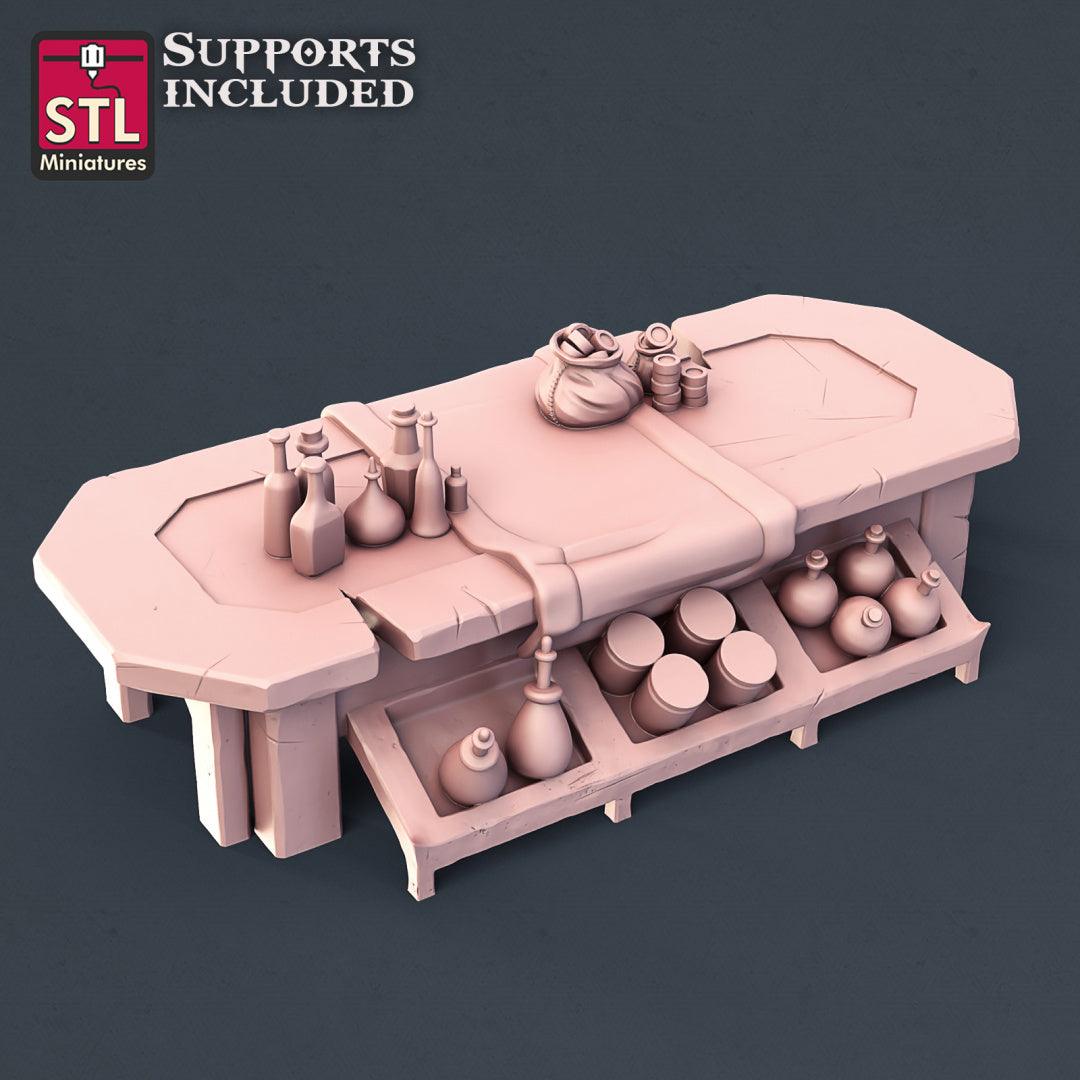 3D Printed STL Miniatures Potion Vendor Set 28mm - 32mm War Gaming D&D