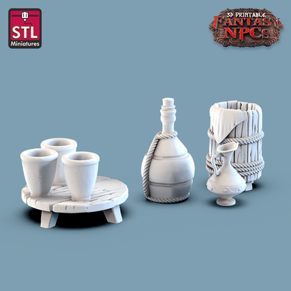 3D Printed STL Miniatures Potter Set Fantasy NPC 28mm - 32mm War Gaming D&D