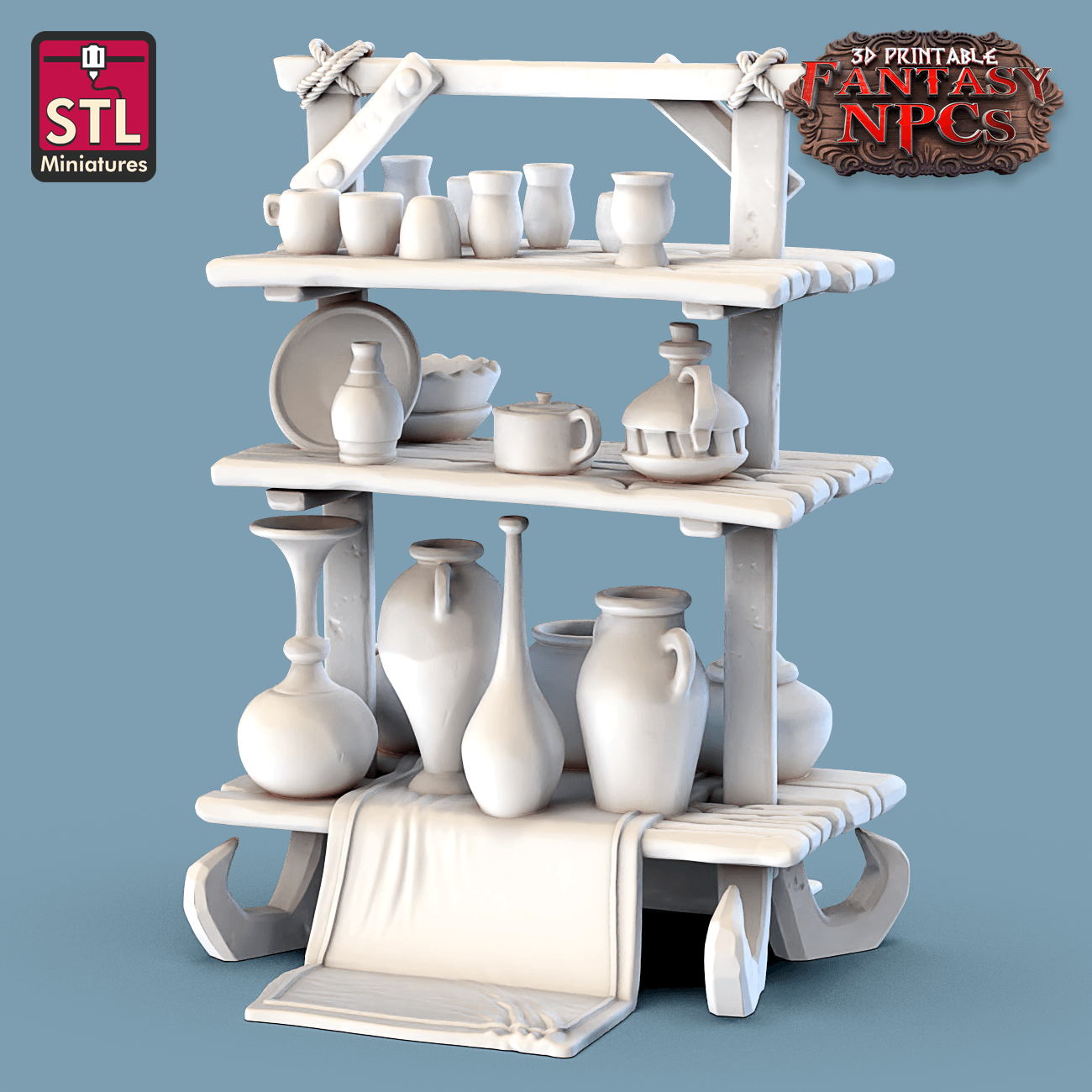 3D Printed STL Miniatures Potter Set Fantasy NPC 28mm - 32mm War Gaming D&D