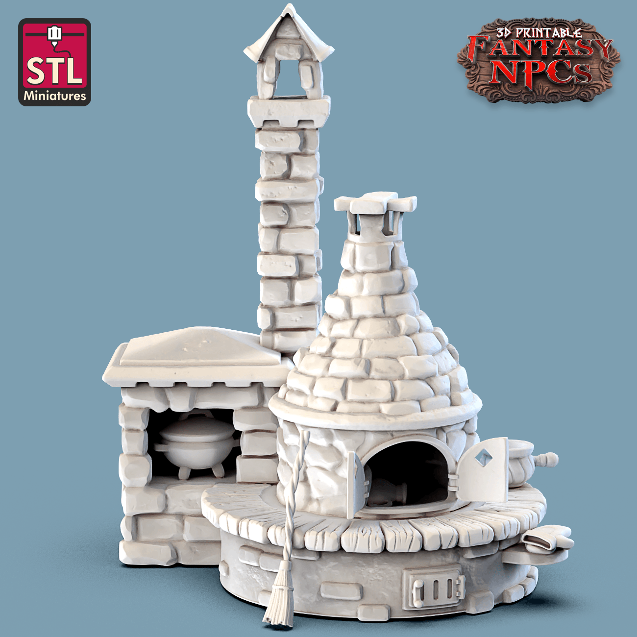 3D Printed STL Miniatures Potter Set Fantasy NPC 28mm - 32mm War Gaming D&D