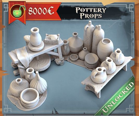 3D Printed STL Miniatures Pottery Props 28 - 32mm War Gaming D&D